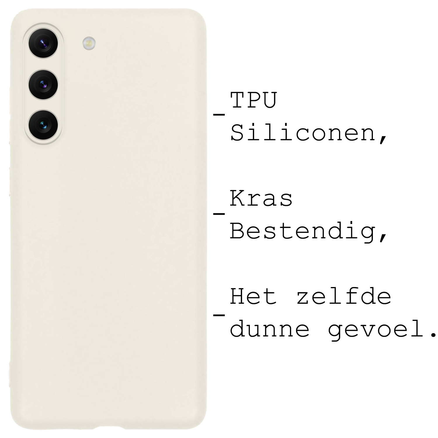 BASEY. Hoes Geschikt voor Samsung S23 Plus Hoesje Siliconen Back Cover Case Met Screenprotector - Hoesje Geschikt voor Samsung Galaxy S23 Plus Hoes Cover Hoesje - Wit