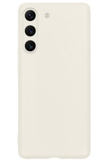 BASEY. Hoes Geschikt voor Samsung S23 Plus Hoesje Siliconen Back Cover Case Met Screenprotector - Hoesje Geschikt voor Samsung Galaxy S23 Plus Hoes Cover Hoesje - Wit