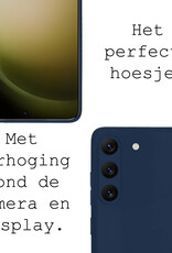 BASEY. Hoes Geschikt voor Samsung S23 Plus Hoesje Siliconen Back Cover Case Met 2x Screenprotector - Hoesje Geschikt voor Samsung Galaxy S23 Plus Hoes Cover Hoesje - Donkerblauw