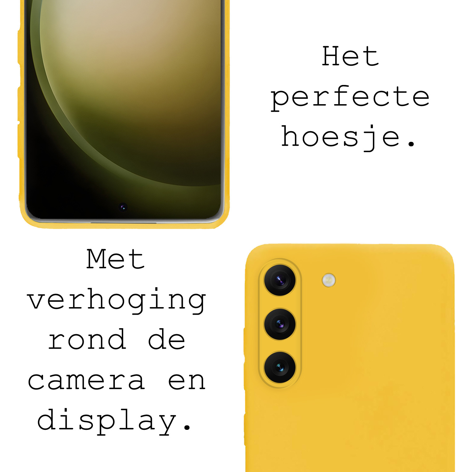 BASEY. Hoes Geschikt voor Samsung S23 Plus Hoesje Siliconen Back Cover Case Met 2x Screenprotector - Hoesje Geschikt voor Samsung Galaxy S23 Plus Hoes Cover Hoesje - Geel