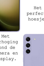 BASEY. Hoes Geschikt voor Samsung S23 Plus Hoesje Siliconen Back Cover Case Met 2x Screenprotector - Hoesje Geschikt voor Samsung Galaxy S23 Plus Hoes Cover Hoesje - Lila