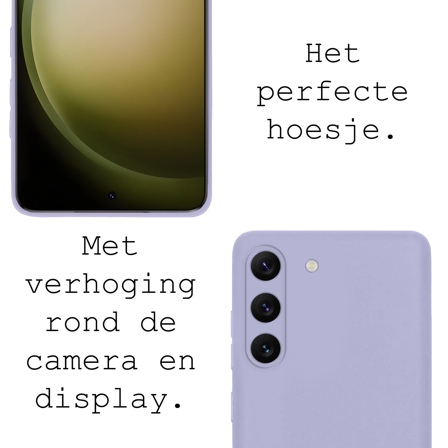 BASEY. Hoes Geschikt voor Samsung S23 Plus Hoesje Siliconen Back Cover Case Met 2x Screenprotector - Hoesje Geschikt voor Samsung Galaxy S23 Plus Hoes Cover Hoesje - Lila