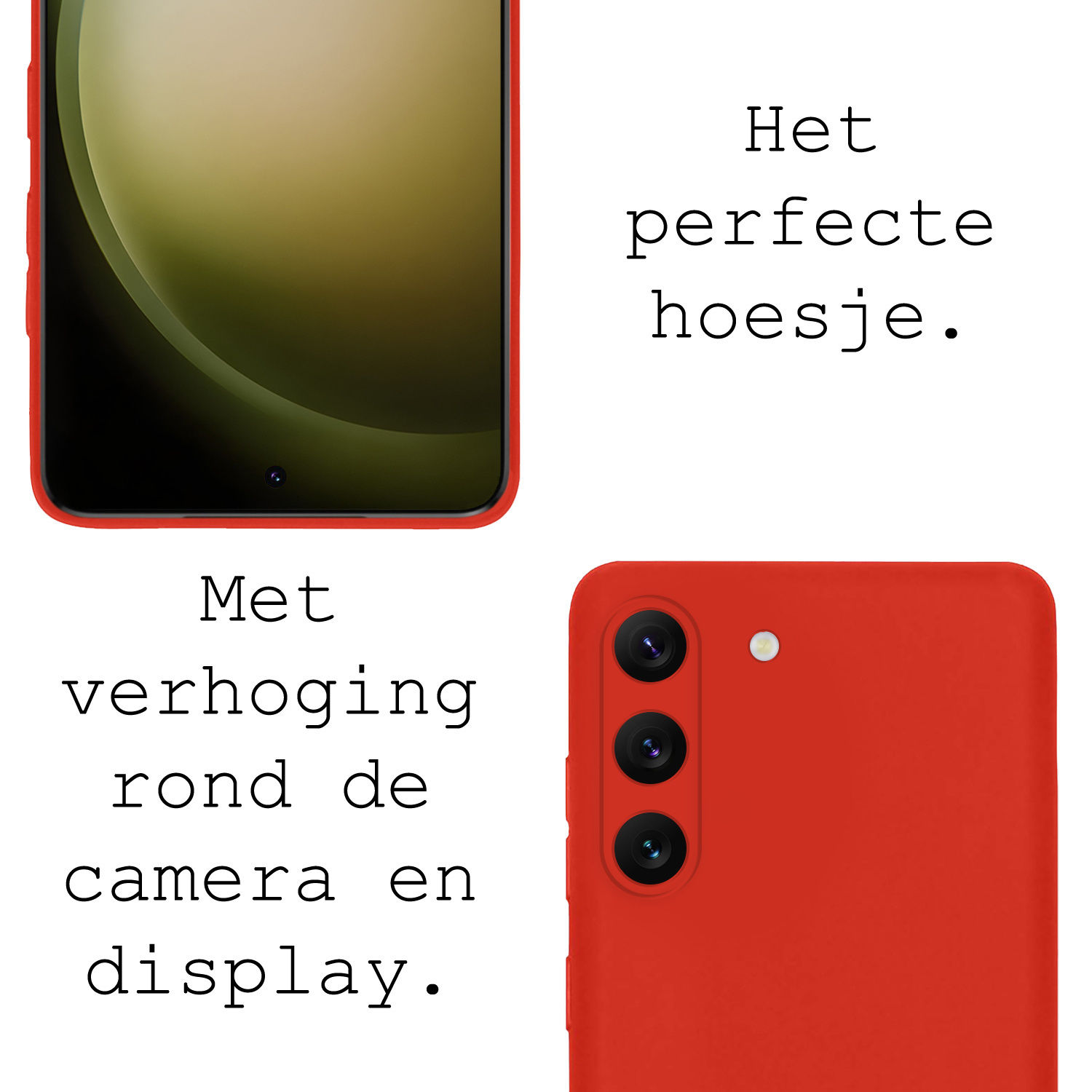 BASEY. Hoes Geschikt voor Samsung S23 Plus Hoesje Siliconen Back Cover Case Met 2x Screenprotector - Hoesje Geschikt voor Samsung Galaxy S23 Plus Hoes Cover Hoesje - Rood