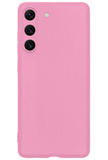 BASEY. Hoes Geschikt voor Samsung S23 Plus Hoesje Siliconen Back Cover Case Met 2x Screenprotector - Hoesje Geschikt voor Samsung Galaxy S23 Plus Hoes Cover Hoesje - Lichtroze