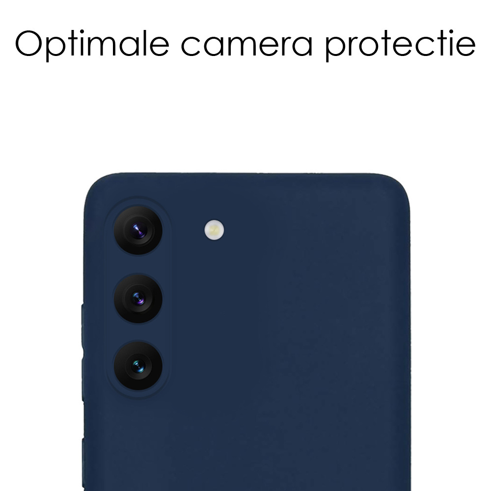 NoXx Hoes Geschikt voor Samsung S23 Plus Hoesje Cover Siliconen Back Case Hoes Met Screenprotector - Donkerblauw
