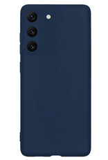 NoXx Hoes Geschikt voor Samsung S23 Plus Hoesje Cover Siliconen Back Case Hoes Met Screenprotector - Donkerblauw