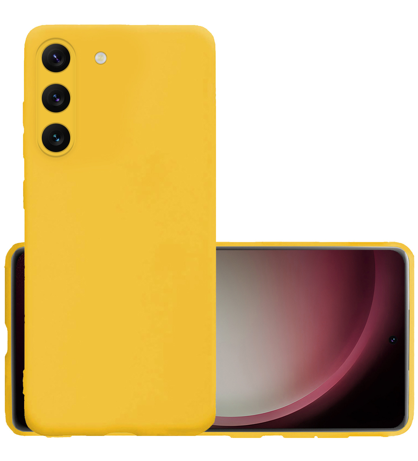 NoXx Hoes Geschikt voor Samsung S23 Plus Hoesje Cover Siliconen Back Case Hoes Met Screenprotector - Geel