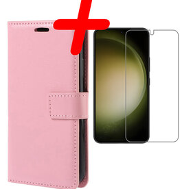 BASEY. BASEY. Samsung Galaxy S23 Plus Hoesje Bookcase Lichtroze Met Screenprotector