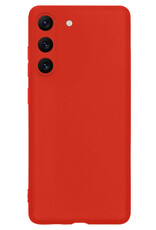 NoXx Hoes Geschikt voor Samsung S23 Plus Hoesje Cover Siliconen Back Case Hoes Met Screenprotector - Rood