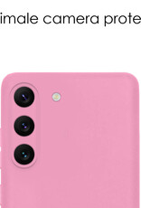 NoXx Hoes Geschikt voor Samsung S23 Plus Hoesje Cover Siliconen Back Case Hoes Met Screenprotector - Lichtroze