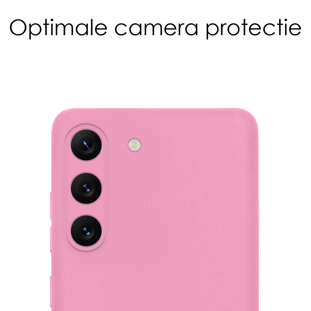 NoXx Hoes Geschikt voor Samsung S23 Plus Hoesje Cover Siliconen Back Case Hoes Met Screenprotector - Lichtroze