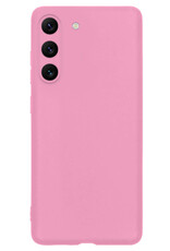 NoXx Hoes Geschikt voor Samsung S23 Plus Hoesje Cover Siliconen Back Case Hoes Met Screenprotector - Lichtroze