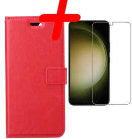 BASEY. BASEY. Samsung Galaxy S23 Plus Hoesje Bookcase Rood Met Screenprotector