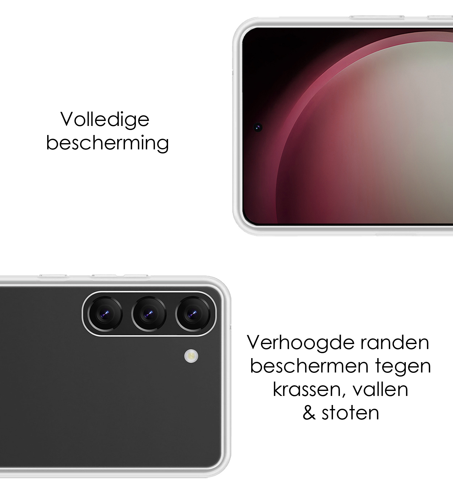 NoXx Hoes Geschikt voor Samsung S23 Plus Hoesje Cover Siliconen Back Case Hoes Met Screenprotector - Transparant