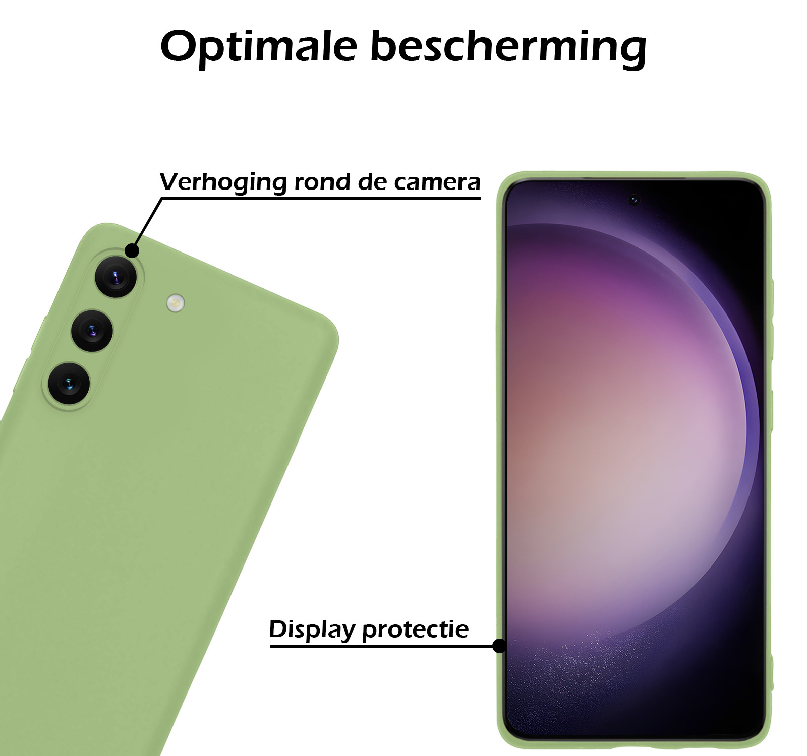 Nomfy Hoesje Geschikt voor Samsung S23 Plus Hoesje Siliconen Cover Case Met Screenprotector - Hoes Geschikt voor Samsung Galaxy S23 Plus Hoes Back Case - Groen