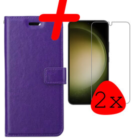 BASEY. BASEY. Samsung Galaxy S23 Plus Hoesje Bookcase Paars Met 2x Screenprotector
