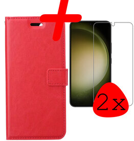 BASEY. BASEY. Samsung Galaxy S23 Plus Hoesje Bookcase Rood Met 2x Screenprotector
