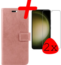 BASEY. BASEY. Samsung Galaxy S23 Plus Hoesje Bookcase Rose Goud Met 2x Screenprotector