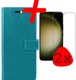 BASEY. BASEY. Samsung Galaxy S23 Plus Hoesje Bookcase Turquoise Met 2x Screenprotector