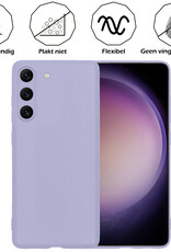 Nomfy Hoesje Geschikt voor Samsung S23 Plus Hoesje Siliconen Cover Case Met 2x Screenprotector - Hoes Geschikt voor Samsung Galaxy S23 Plus Hoes Back Case - Lila