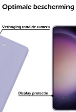 Nomfy Hoesje Geschikt voor Samsung S23 Plus Hoesje Siliconen Cover Case Met 2x Screenprotector - Hoes Geschikt voor Samsung Galaxy S23 Plus Hoes Back Case - Lila
