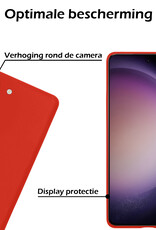 Nomfy Hoesje Geschikt voor Samsung S23 Plus Hoesje Siliconen Cover Case Met 2x Screenprotector - Hoes Geschikt voor Samsung Galaxy S23 Plus Hoes Back Case - Rood