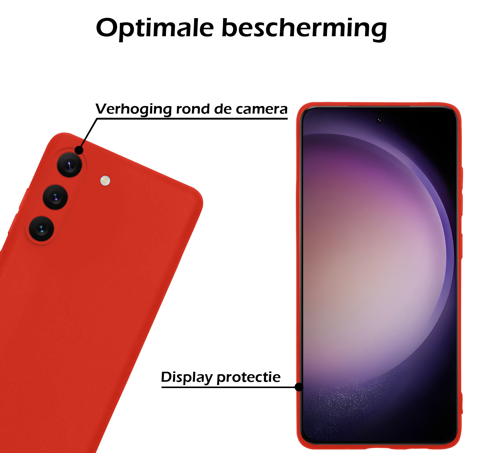 Nomfy Hoesje Geschikt voor Samsung S23 Plus Hoesje Siliconen Cover Case Met 2x Screenprotector - Hoes Geschikt voor Samsung Galaxy S23 Plus Hoes Back Case - Rood