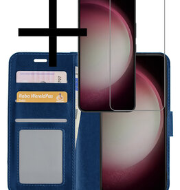 NoXx NoXx Samsung Galaxy S23 Plus Hoesje Bookcase Donkerblauw Met Screenprotector