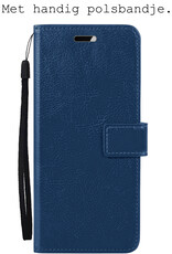 BASEY. Hoes Geschikt voor Samsung S23 Ultra Hoesje Bookcase Hoes Flip Case Book Cover Met Screenprotector - Hoesje Geschikt voor Samsung Galaxy S23 Ultra Hoes Book Case Hoesje - Donkerblauw