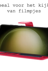 BASEY. Hoes Geschikt voor Samsung S23 Ultra Hoesje Bookcase Hoes Flip Case Book Cover Met Screenprotector - Hoesje Geschikt voor Samsung Galaxy S23 Ultra Hoes Book Case Hoesje - Donkerroze