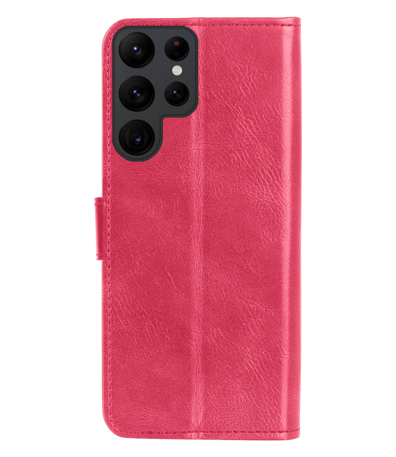 BASEY. Hoes Geschikt voor Samsung S23 Ultra Hoesje Bookcase Hoes Flip Case Book Cover Met Screenprotector - Hoesje Geschikt voor Samsung Galaxy S23 Ultra Hoes Book Case Hoesje - Donkerroze