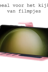 BASEY. Hoes Geschikt voor Samsung S23 Ultra Hoesje Bookcase Hoes Flip Case Book Cover Met Screenprotector - Hoesje Geschikt voor Samsung Galaxy S23 Ultra Hoes Book Case Hoesje - Lichtroze