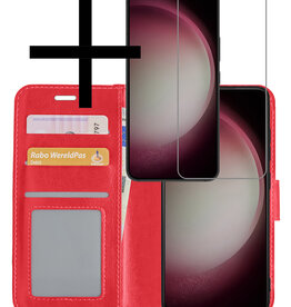 NoXx NoXx Samsung Galaxy S23 Plus Hoesje Bookcase Rood Met Screenprotector