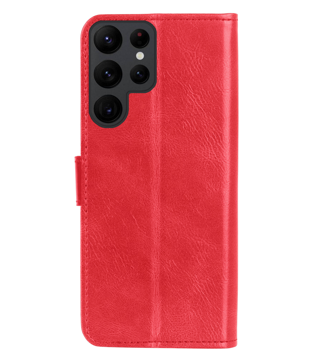 BASEY. Hoes Geschikt voor Samsung S23 Ultra Hoesje Bookcase Hoes Flip Case Book Cover Met Screenprotector - Hoesje Geschikt voor Samsung Galaxy S23 Ultra Hoes Book Case Hoesje - Rood