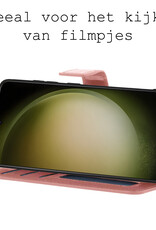 BASEY. Hoes Geschikt voor Samsung S23 Ultra Hoesje Bookcase Hoes Flip Case Book Cover Met Screenprotector - Hoesje Geschikt voor Samsung Galaxy S23 Ultra Hoes Book Case Hoesje - Rosé goud