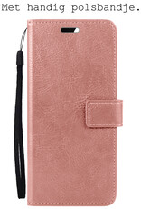 BASEY. Hoes Geschikt voor Samsung S23 Ultra Hoesje Bookcase Hoes Flip Case Book Cover Met Screenprotector - Hoesje Geschikt voor Samsung Galaxy S23 Ultra Hoes Book Case Hoesje - Rosé goud