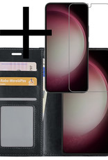 NoXx Hoes Geschikt voor Samsung S23 Plus Hoesje Book Case Hoes Flip Cover Wallet Bookcase Met Screenprotector - Zwart