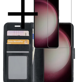 NoXx Samsung Galaxy S23 Plus Hoesje Bookcase Zwart Met Screenprotector