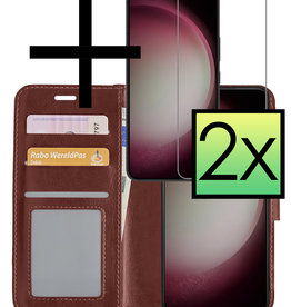 NoXx Samsung Galaxy S23 Plus Hoesje Bookcase Bruin Met 2x Screenprotector