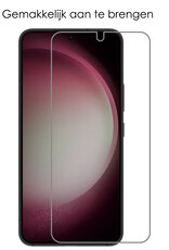 NoXx Hoes Geschikt voor Samsung S23 Plus Hoesje Book Case Hoes Flip Cover Wallet Bookcase Met 2x Screenprotector - Donkerroze