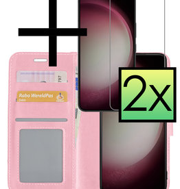 NoXx NoXx Samsung Galaxy S23 Plus Hoesje Bookcase Lichtroze Met 2x Screenprotector