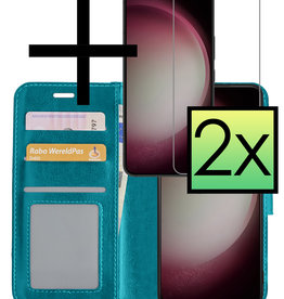 NoXx NoXx Samsung Galaxy S23 Plus Hoesje Bookcase Turquoise Met 2x Screenprotector