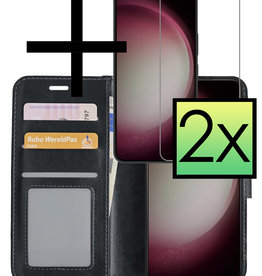 NoXx Samsung Galaxy S23 Plus Hoesje Bookcase Zwart Met 2x Screenprotector