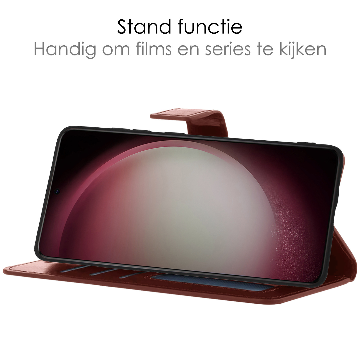 NoXx Hoes Geschikt voor Samsung S23 Ultra Hoesje Book Case Hoes Flip Cover Wallet Bookcase Met Screenprotector - Bruin