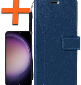 Nomfy Nomfy Samsung Galaxy S23 Plus Hoesje Bookcase Donkerblauw Met Screenprotector