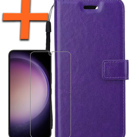 Nomfy Nomfy Samsung Galaxy S23 Plus Hoesje Bookcase Paars Met Screenprotector