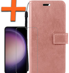 Nomfy Nomfy Samsung Galaxy S23 Plus Hoesje Bookcase Rose Goud Met Screenprotector