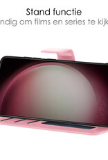 Samsung Galaxy S23 Ultra Hoesje Book Case Hoes Flip Cover Bookcase 2x Met Screenprotector - Licht Roze