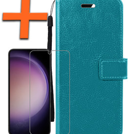 Nomfy Samsung Galaxy S23 Plus Hoesje Bookcase Turquoise Met Screenprotector