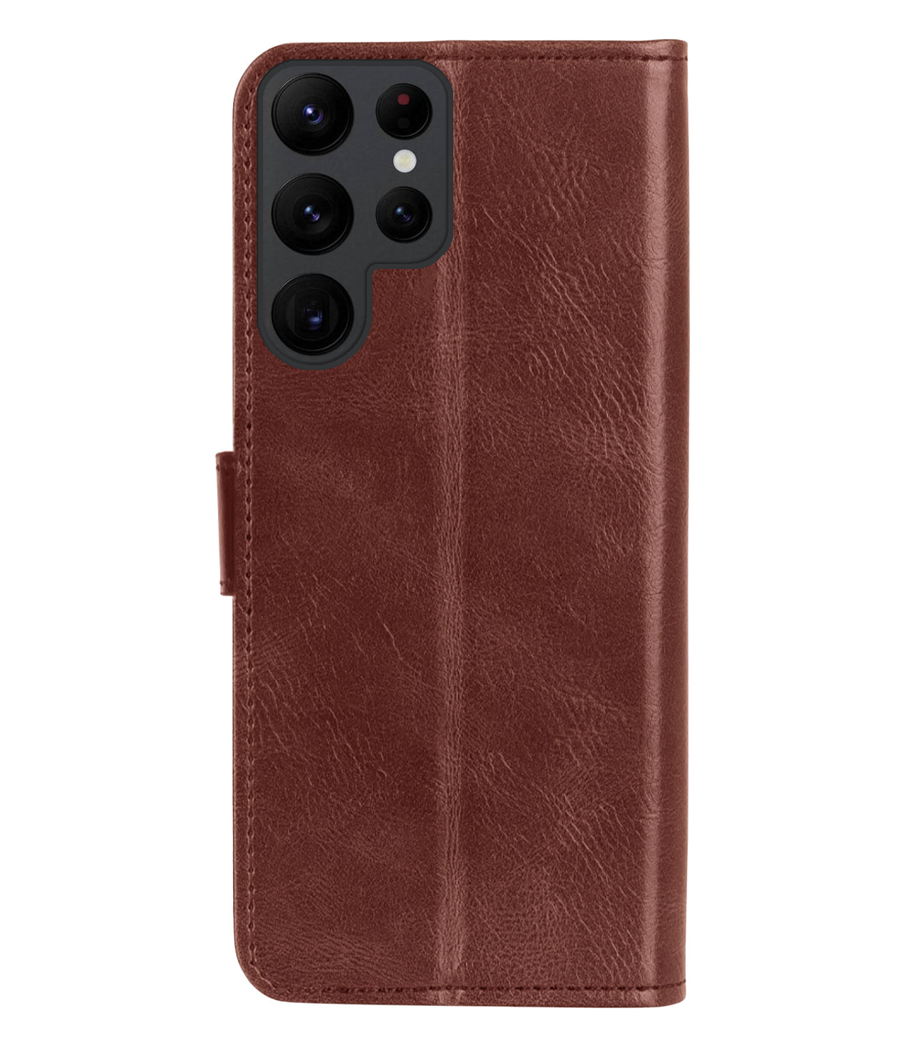 Nomfy Hoesje Geschikt voor Samsung S23 Ultra Hoes Bookcase Flipcase Book Cover Met Screenprotector - Hoes Geschikt voor Samsung Galaxy S23 Ultra Hoesje Book Case - Bruin